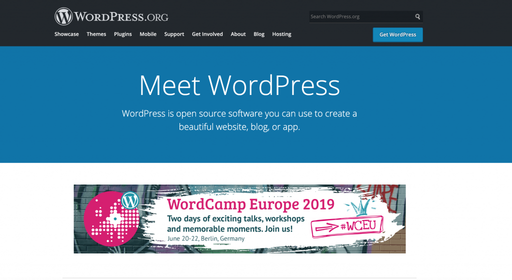 Wordpress.org homepage