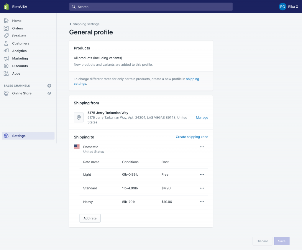 How to edit shipping profiles in Shopify