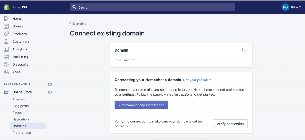 How to add a domain from a third party survivor from Shopify