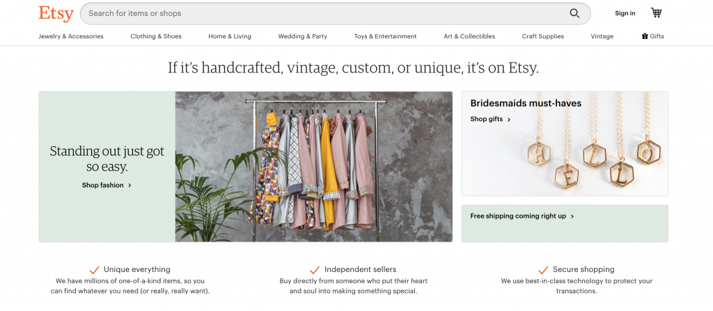 etsy homepage